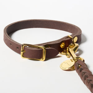 Hundehalsband Fettleder Dunkelbraun-Gold 22-28cm  - von Leopold's kaufen bei leopolds-finest