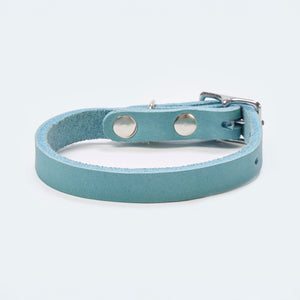 Hundehalsband Fettleder Hellblau-Silber / 22-28cm Hellblau-Silber 22-28cm  - von Leopold's kaufen bei leopolds-finest