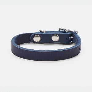 Hundehalsband Fettleder Navy-Silber 22-28cm  - von Leopold's kaufen bei leopolds-finest