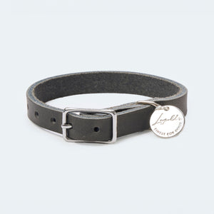 Hundehalsband Fettleder Dunkelgrau-Silber 22-28cm  - von Leopold's kaufen bei leopolds-finest