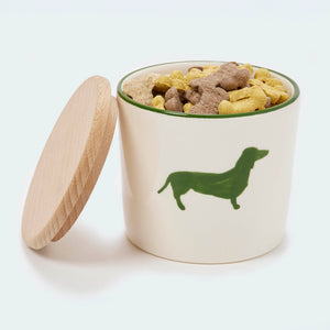 Gmundner x Leopold's Collection: Hand-painted ceramic cookie jar with dachshund motif