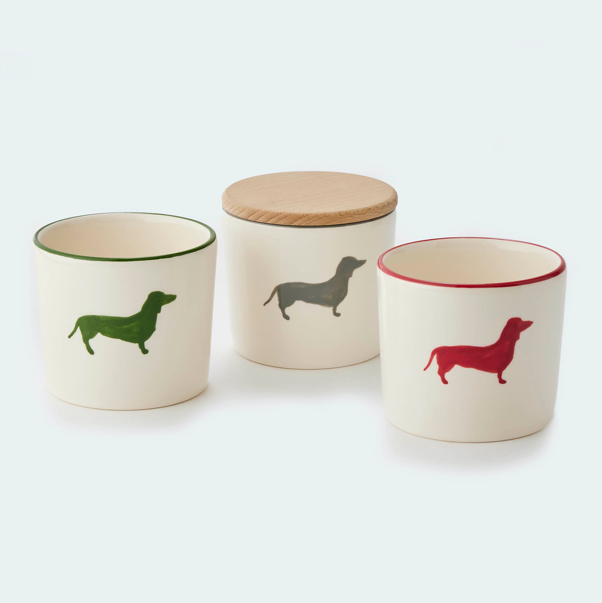 Gmundner x Leopold's Collection: Hand-painted ceramic cookie jar with dachshund motif