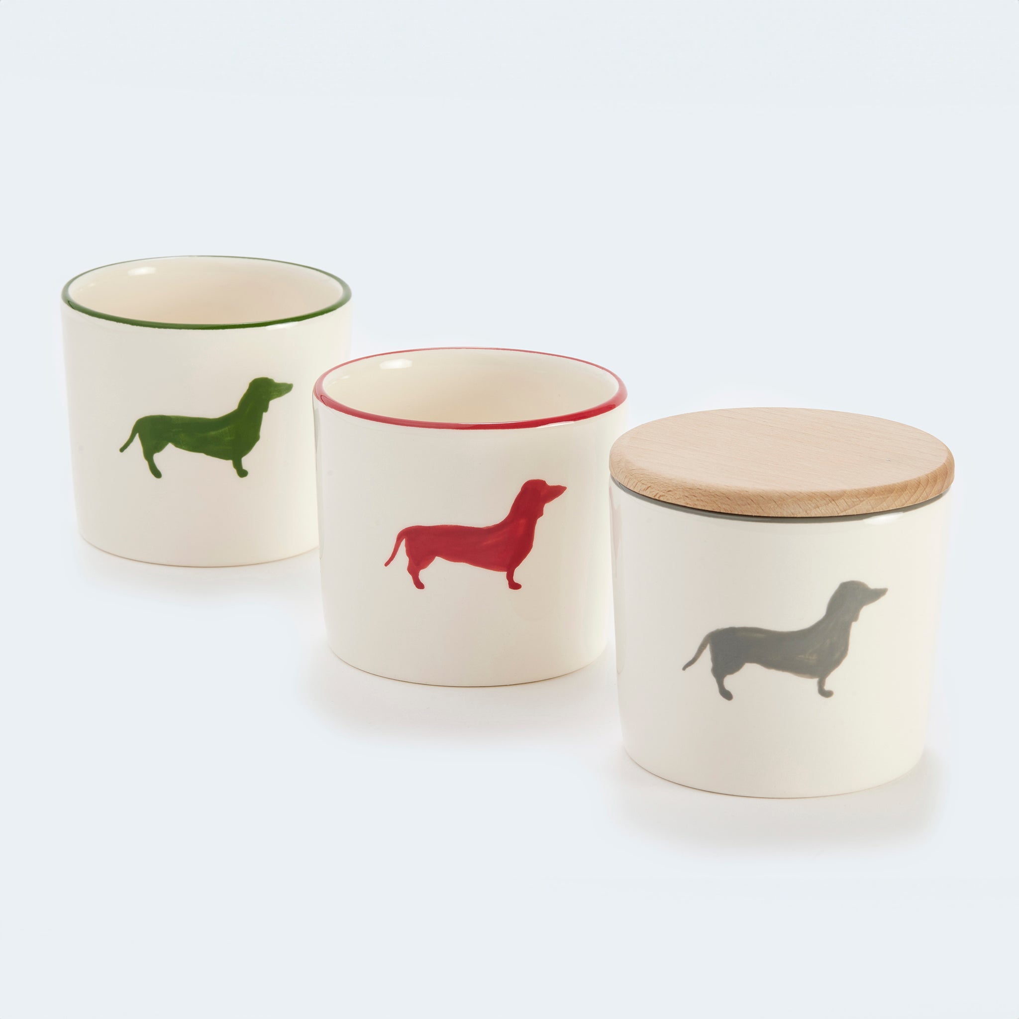 Gmundner x Leopold's Collection: Hand-painted ceramic cookie jar with dachshund motif