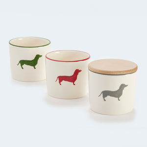 Gmundner x Leopold's Collection: Hand-painted ceramic cookie jar with dachshund motif