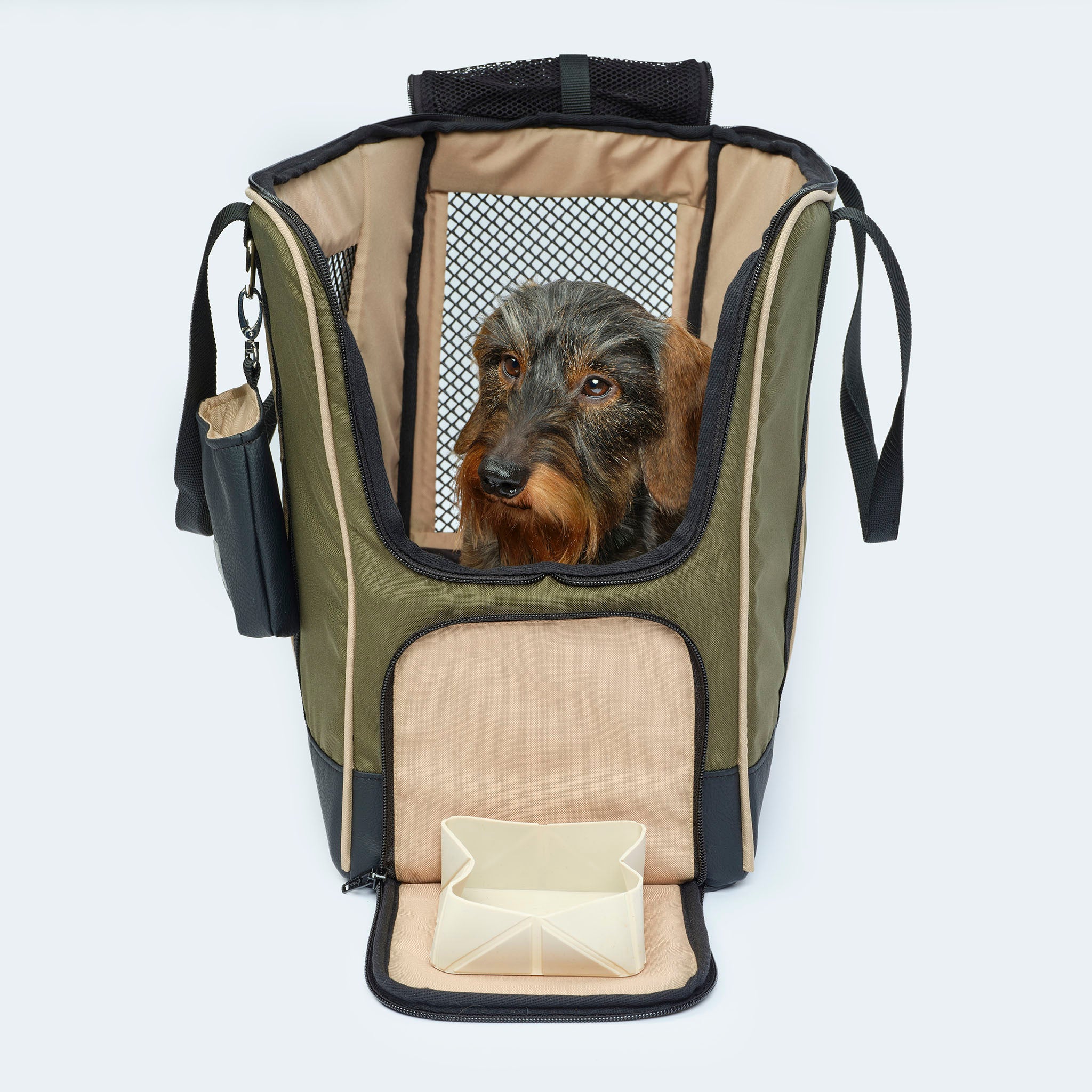 Flight bag for dachshunds and small dogs with orthopedic mattress