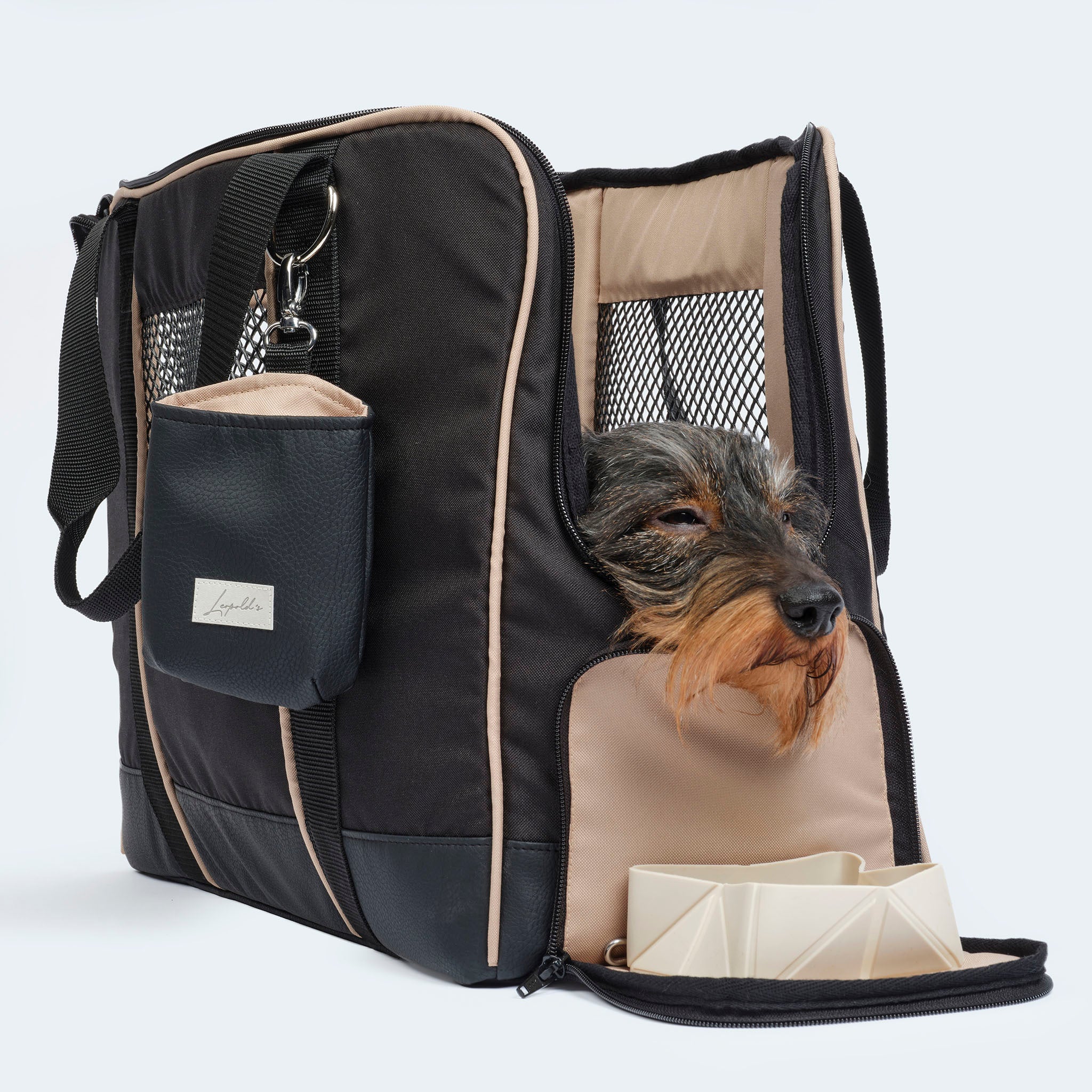 Flight bag for dachshunds and small dogs with orthopedic mattress