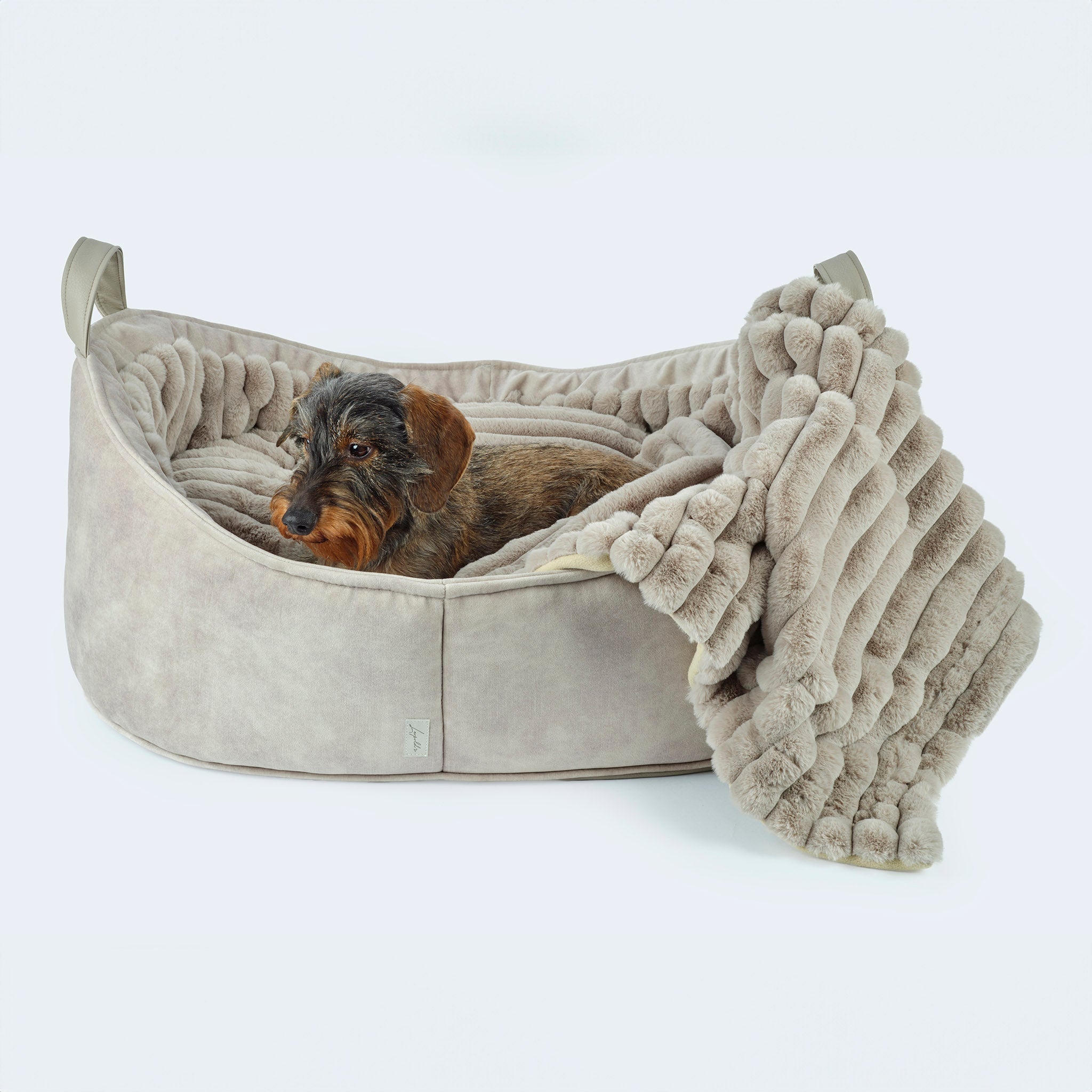 Dog blanket faux fur Leopold's oyster/grey